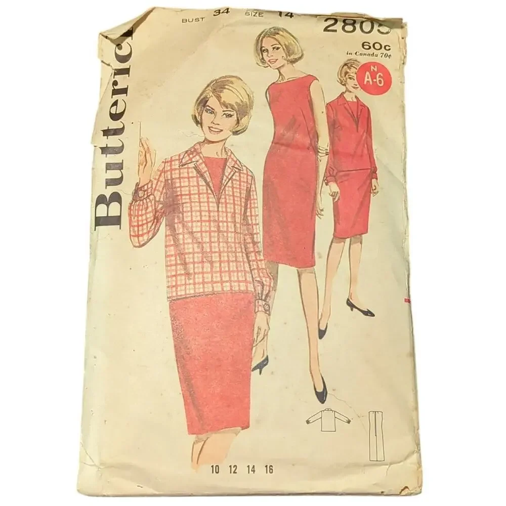 Butterick 2805 Vintage Sewing Pattern Size 14 Bust 34 Misses Jacket Dress